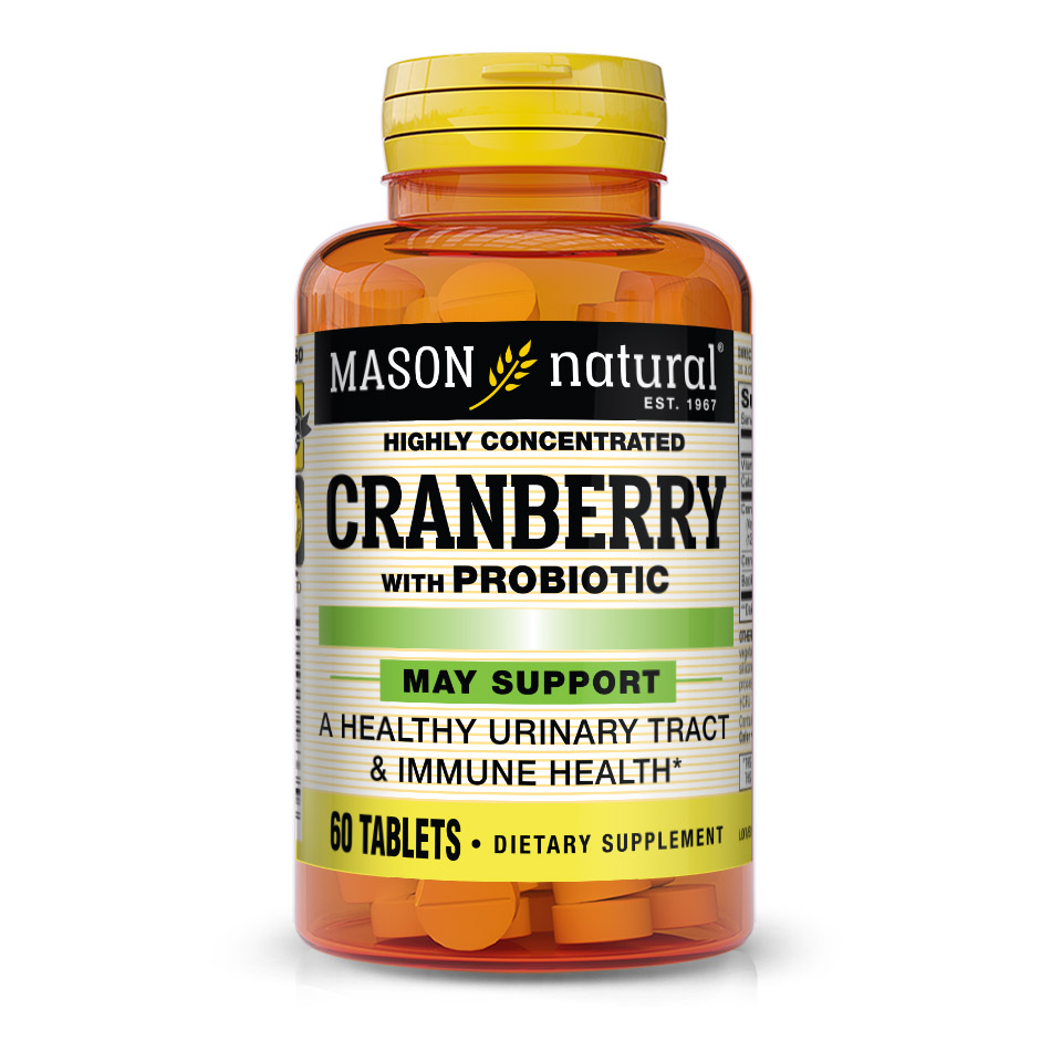 Натуральная добавка Mason Natural Cranberry with Probiotic Highly Concentrated, 60 таблеток