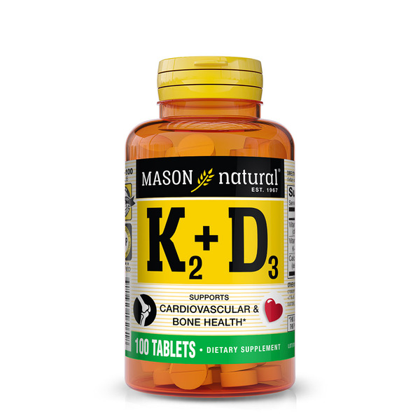 Вітаміни та мінерали Mason Natural Vitamin K2 100 mcg plus Vitamin D3, 100 таблеток