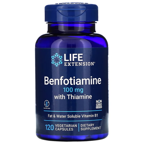 Вітаміни та мінерали Life Extension Benfotiamine with Thiamine, 120 вегакапсул