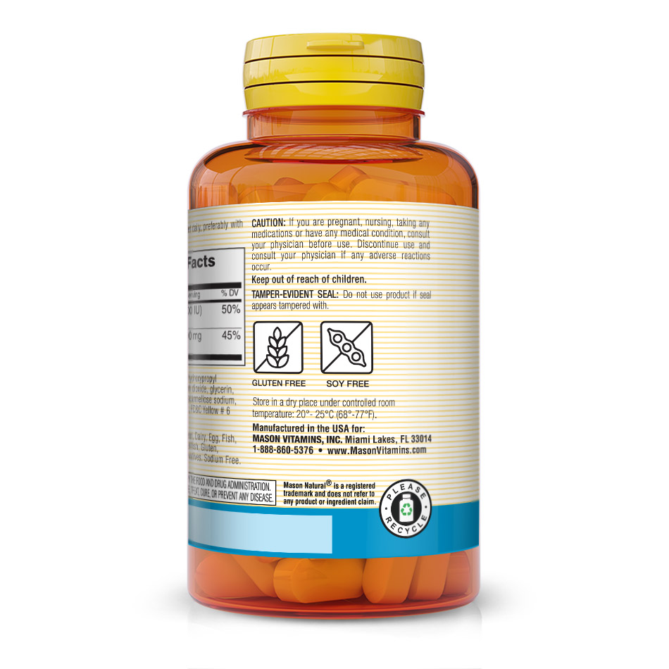 Вітаміни та мінерали Mason Natural Calcium 600 mg mg Plus Vitamin D3, 200 таблеток. Фото 3