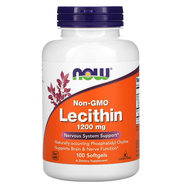 Натуральна добавка NOW Lecithin 1200 mg, 100 капсул