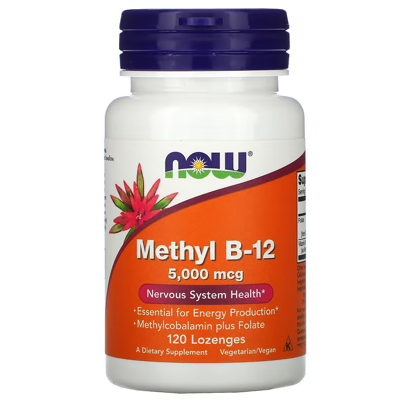 Витамины и минералы NOW Methyl B12 5000 mcg, 120 леденцов