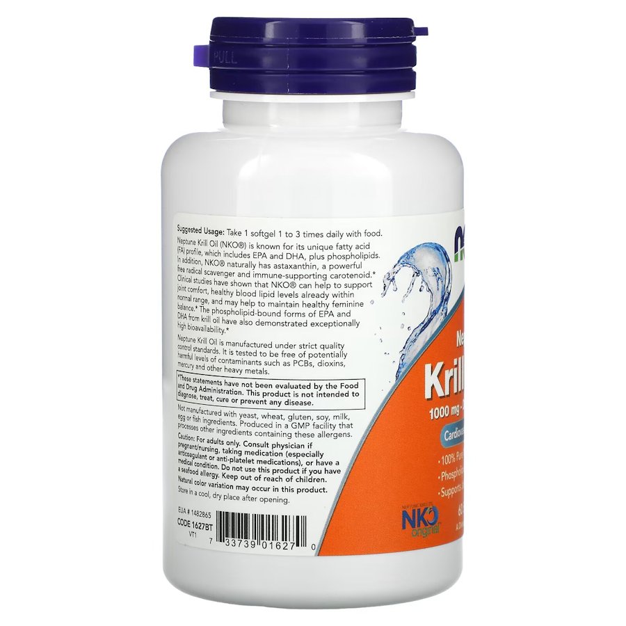 Жирные кислоты NOW Neptune Krill Oil 1000 mg, 60 капсул. Фото 3