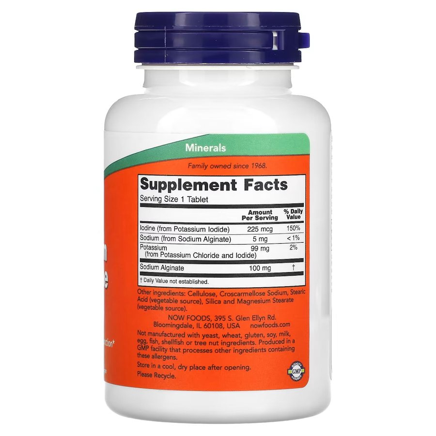 Вітаміни та мінерали NOW Potassium plus Iodine, 180 таблеток. Фото 2