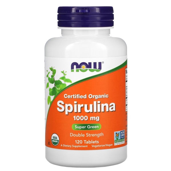 Органическая спирулина NOW Spirulina 1000 mg Certified Organic, 120 таблеток