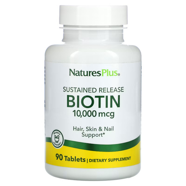 Вітаміни та мінерали Natures Plus Biotin 10000 mcg, 90 таблеток