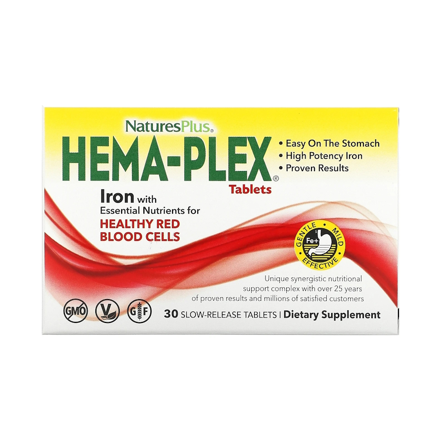 Витамины и минералы Natures Plus Hema-Plex, 30 таблеток Блистер