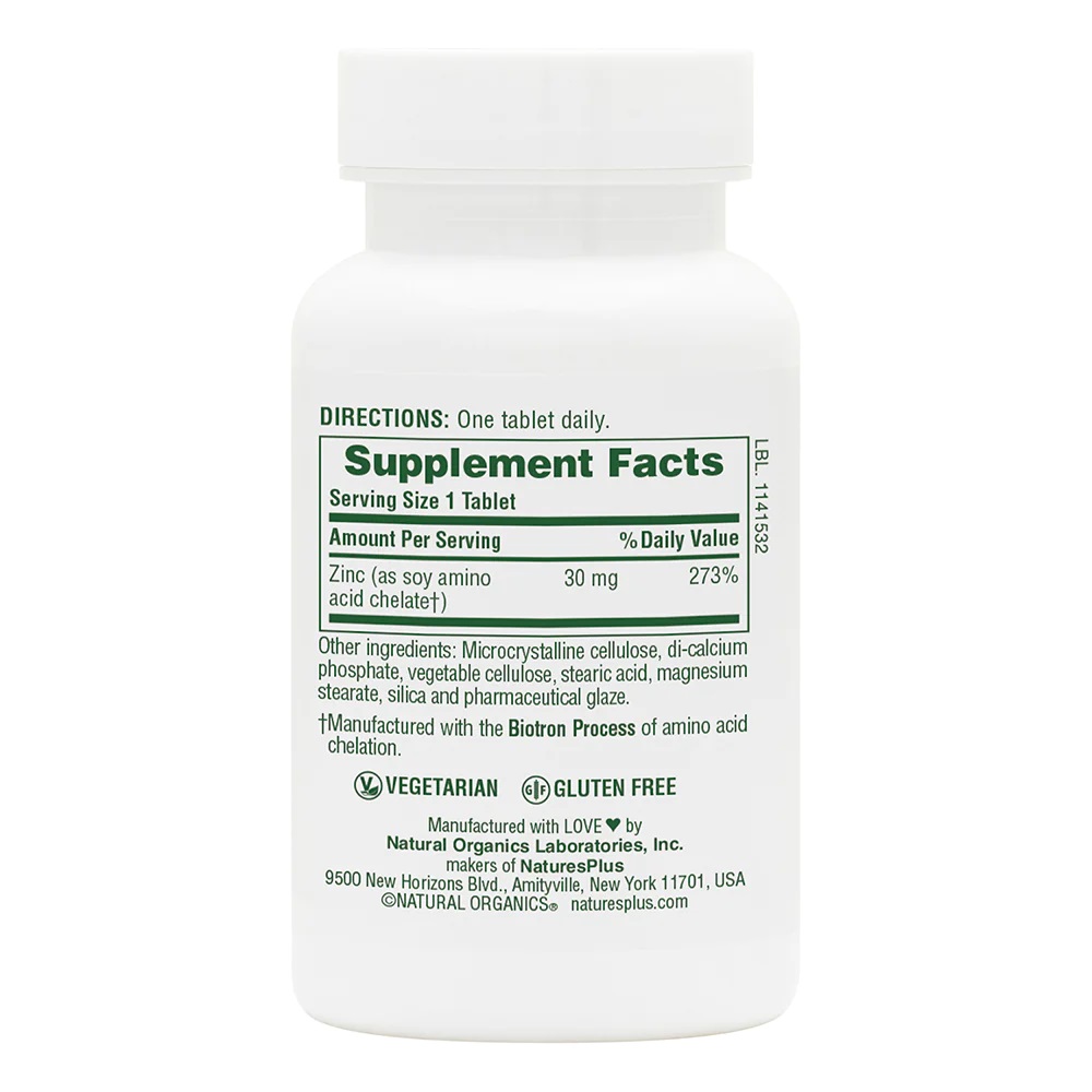 Вітаміни та мінерали Natures Plus Zinc 30 mg, 90 таблеток. Фото 2