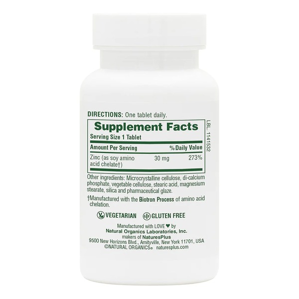 Вітаміни та мінерали Natures Plus Zinc 30 mg, 90 таблеток. Фото 2