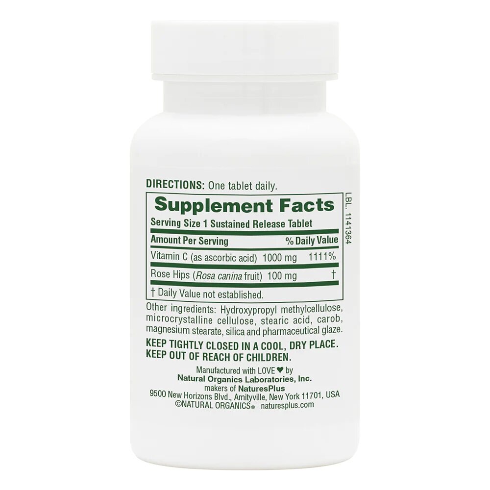 Вітаміни та мінерали Natures Plus Vitamin C 1000 mg Sustained Release, 60 таблеток. Фото 2