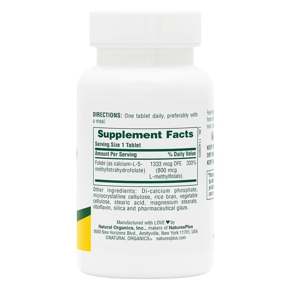 Витамины и минералы Natures Plus Folic Acid 800 mcg, 90 таблеток. Фото 2