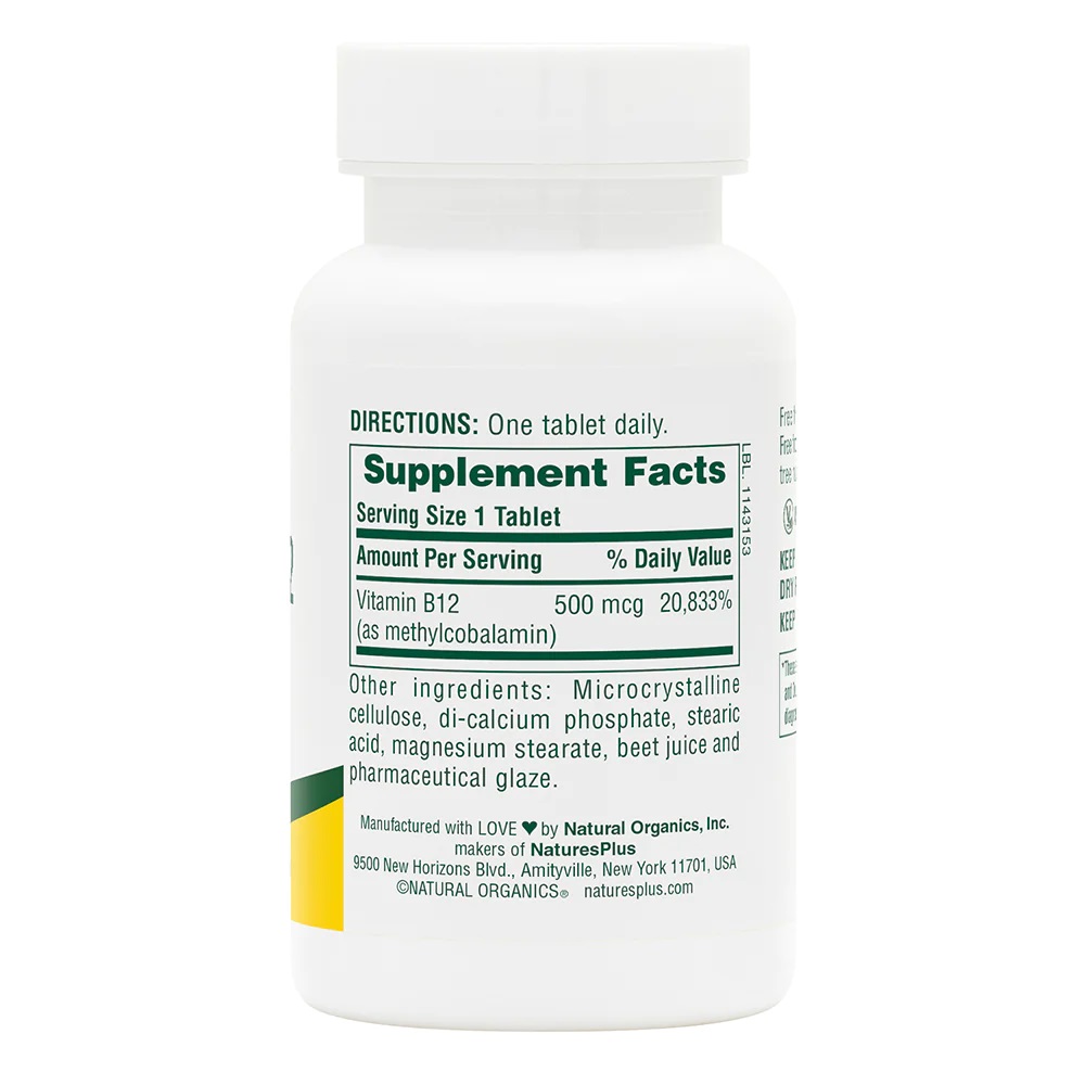Вітаміни та мінерали Natures Plus Vitamin B12 500 mcg, 90 таблеток. Фото 2