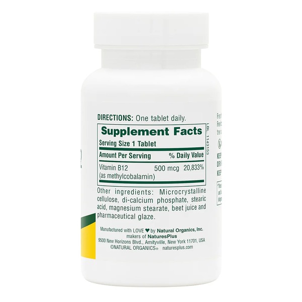 Вітаміни та мінерали Natures Plus Vitamin B12 500 mcg, 90 таблеток. Фото 2
