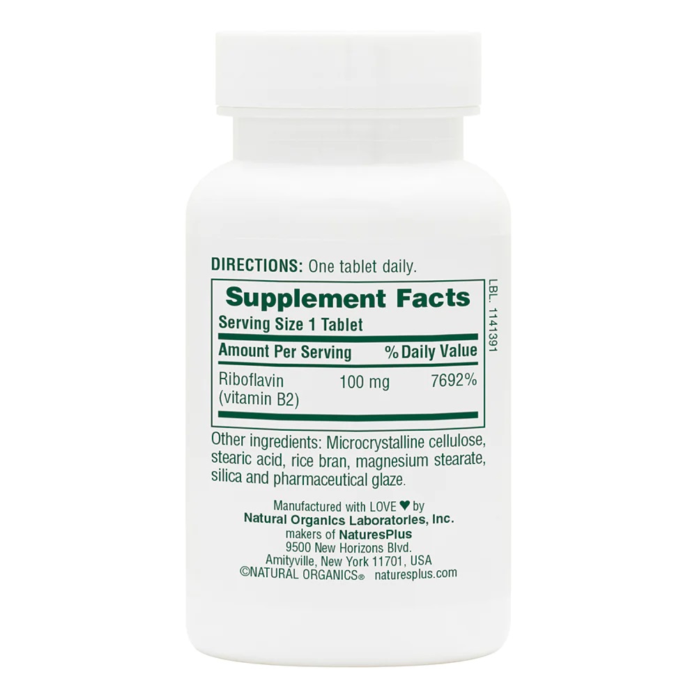Вітаміни та мінерали Natures Plus Vitamin B2 100 mg, 90 таблеток. Фото 2