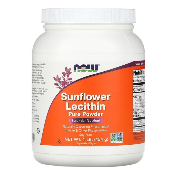 Натуральна добавка NOW Sunflower Lecithin Powder, 454 грам