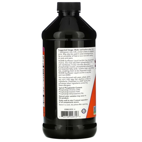 Натуральна добавка NOW Sunflower Lecithin Liquid, 473 мл. Фото 3