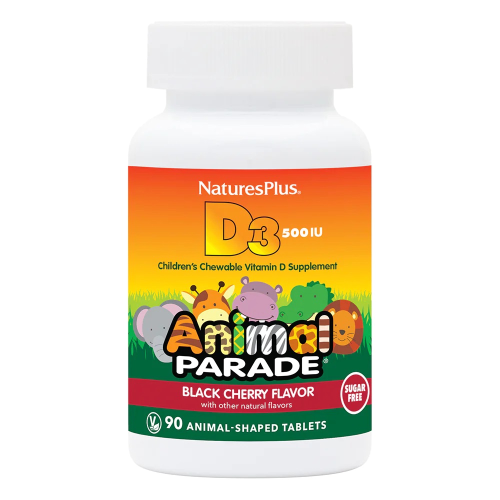 Вітамін D3 для дітей Natures Plus Animal Parade Vitamin D3 500 IU Sugar-Free, 90 жувальних таблеток