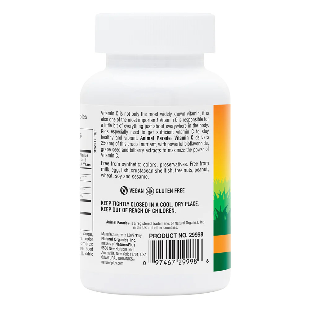 Витамины и минералы Natures Plus Animal Parade Vitamin C, 90 жевательных таблеток. Фото 3