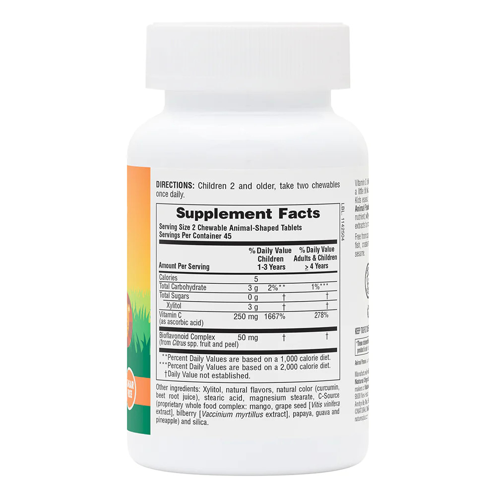 Витамины и минералы Natures Plus Animal Parade Vitamin C Sugar-Free, 90 жевательных таблеток. Фото 2
