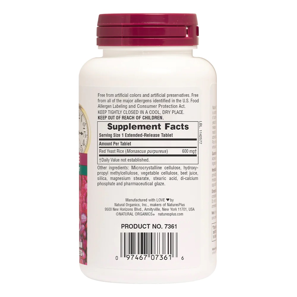 Натуральна добавка Natures Plus Herbal Actives Red Yeast Rice 600 mg, 60 таблеток. Фото 2