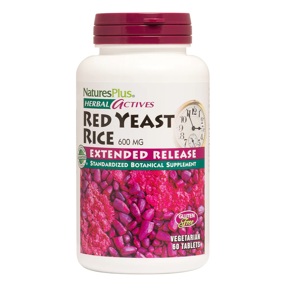 Натуральна добавка Natures Plus Herbal Actives Red Yeast Rice 600 mg, 60 таблеток