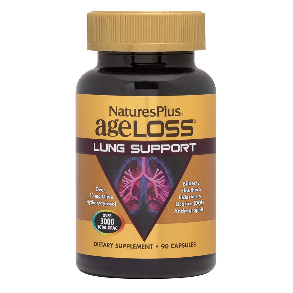Витамины и минералы Natures Plus Age-Less Lung Support, 90 капсул
