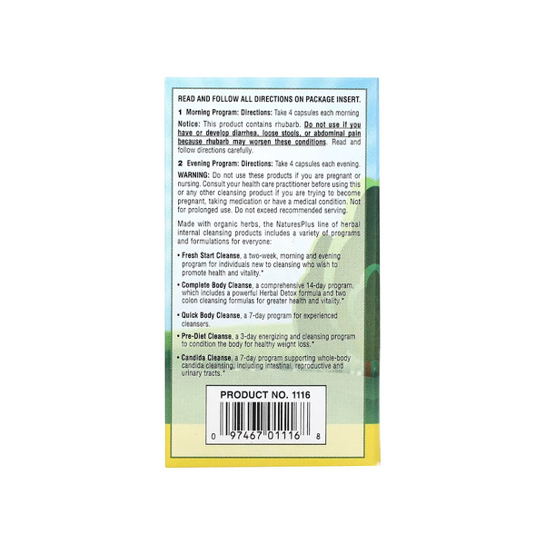 Натуральная добавка Natures Plus Candida Cleanse 7 Day Program, 28 капсул + 28 капсул. Фото 3