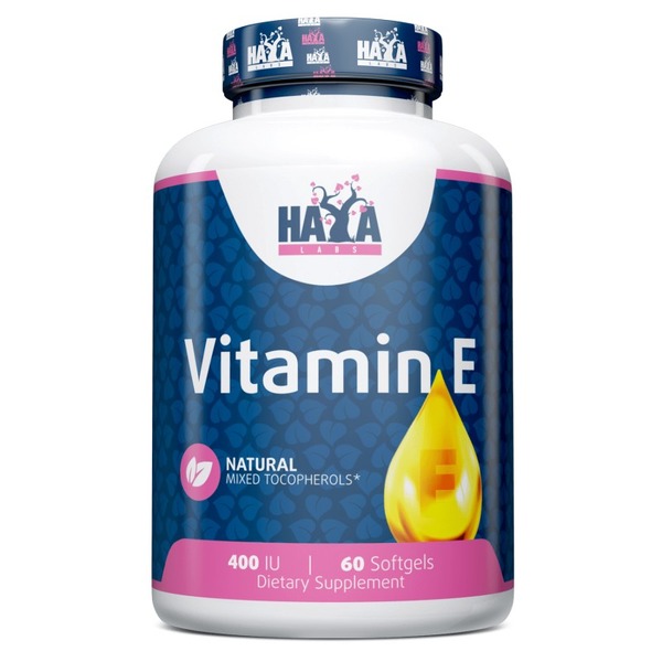 Вітаміни та мінерали Haya Labs Vitamin E Mixed Tocopherols 400 IU, 60 капсул