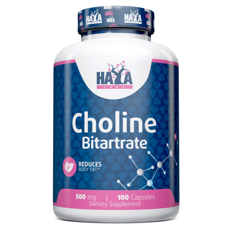 Вітаміни та мінерали Haya Labs Choline Bitartrate 500 mg, 100 капсул