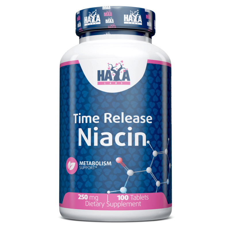 Витамины и минералы Haya Labs Time Release Niacin 250 mg, 100 таблеток