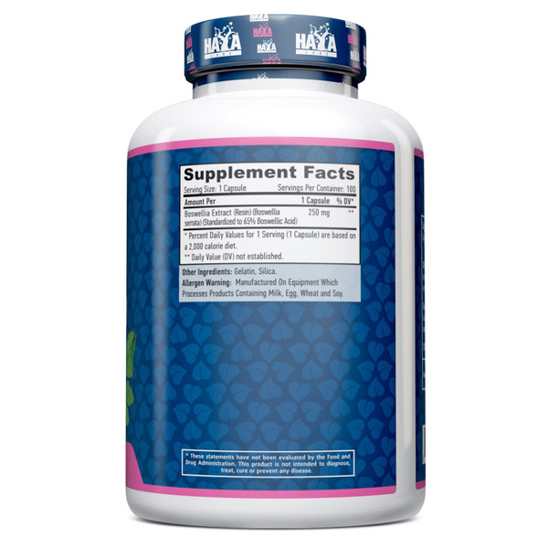 Натуральна добавка Haya Labs Boswellia 250 mg, 100 капсул. Фото 2