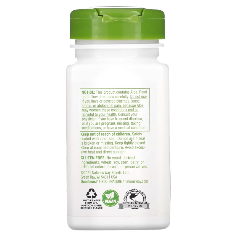Натуральна добавка Nature's Way Aloe Latex With Fennel, 100 вегакапсул. Фото 4
