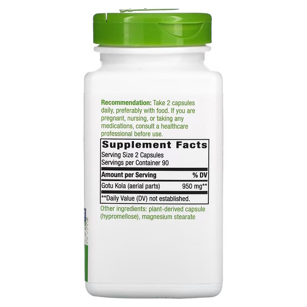 Натуральная добавка Nature's Way Gotu Kola Herb 950 mg, 180 вегакапсул. Фото 2