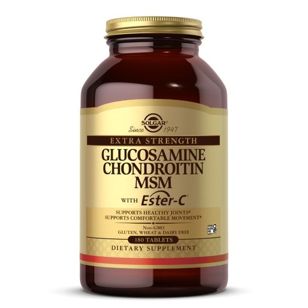 Препарат для суглобів і зв'язок Solgar Glucosamine Chondroitin MSM with Ester-C Extra Strength, 180 таблеток