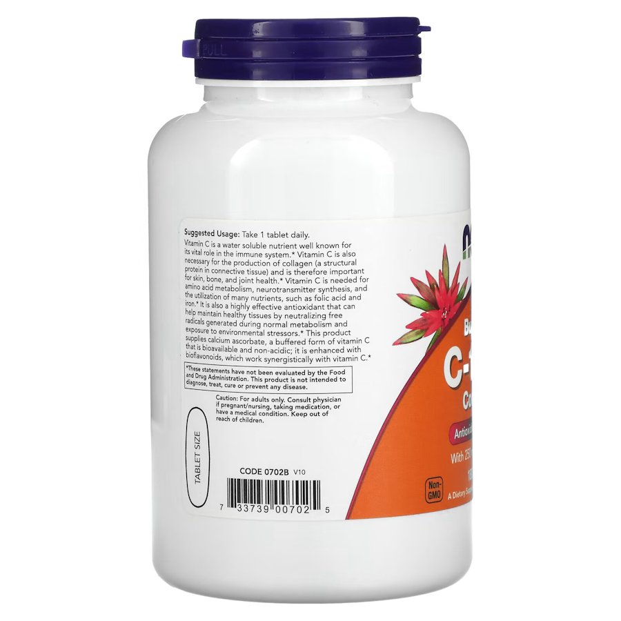 Вітаміни та мінерали NOW Vitamin C-1000 Complex Buffered, 180 таблеток. Фото 3