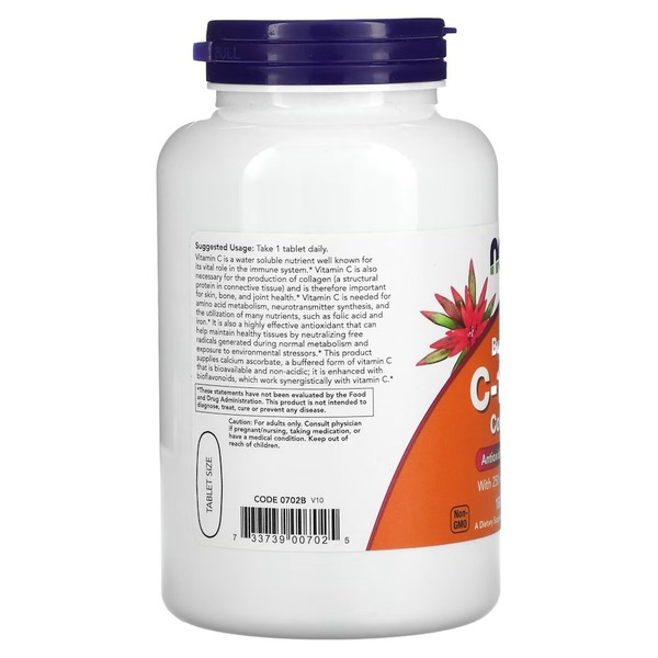 Вітаміни та мінерали NOW Vitamin C-1000 Complex Buffered, 180 таблеток. Фото 3