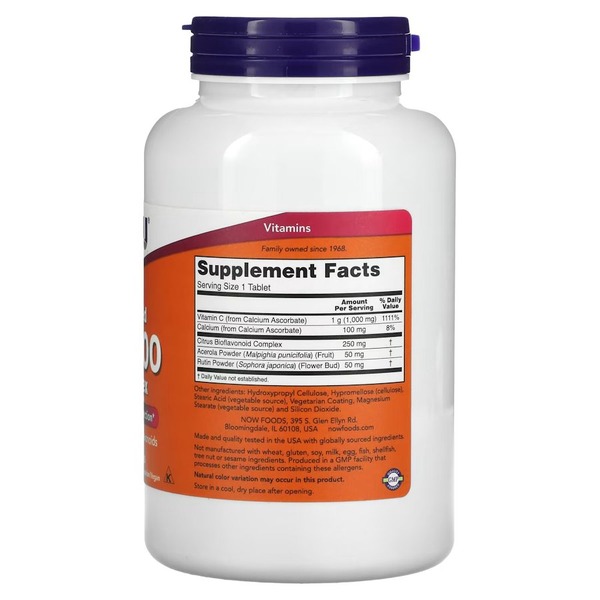 Вітаміни та мінерали NOW Vitamin C-1000 Complex Buffered, 180 таблеток. Фото 2