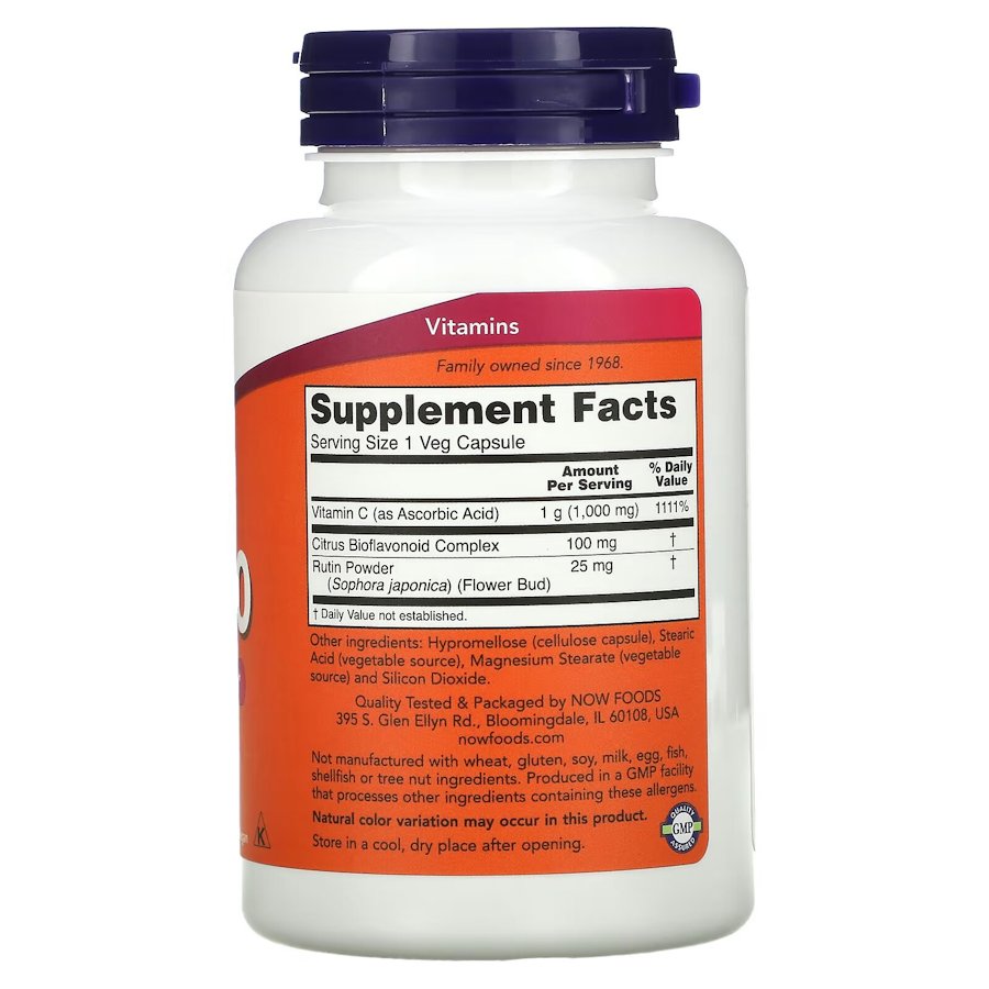 Вітаміни та мінерали NOW Vitamin C-1000 with Bioflavonoids, 100 вегакапсул. Фото 2