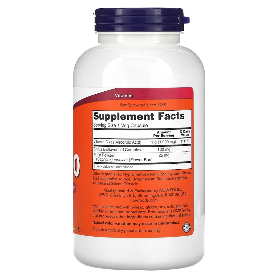 Вітаміни та мінерали NOW Vitamin C-1000 with Bioflavonoids, 250 вегакапсул. Фото 2