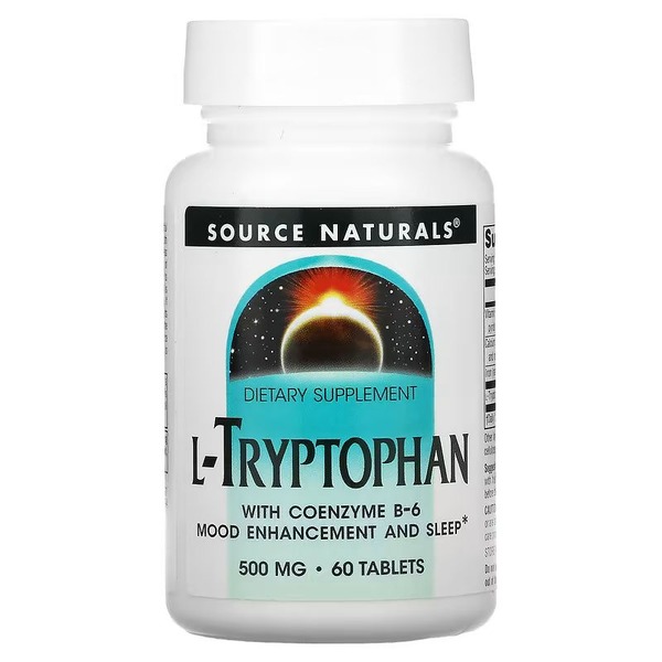 Амінокислота Source Naturals L-Tryptophan 500 mg with Coenzyme B-6, 60 таблеток