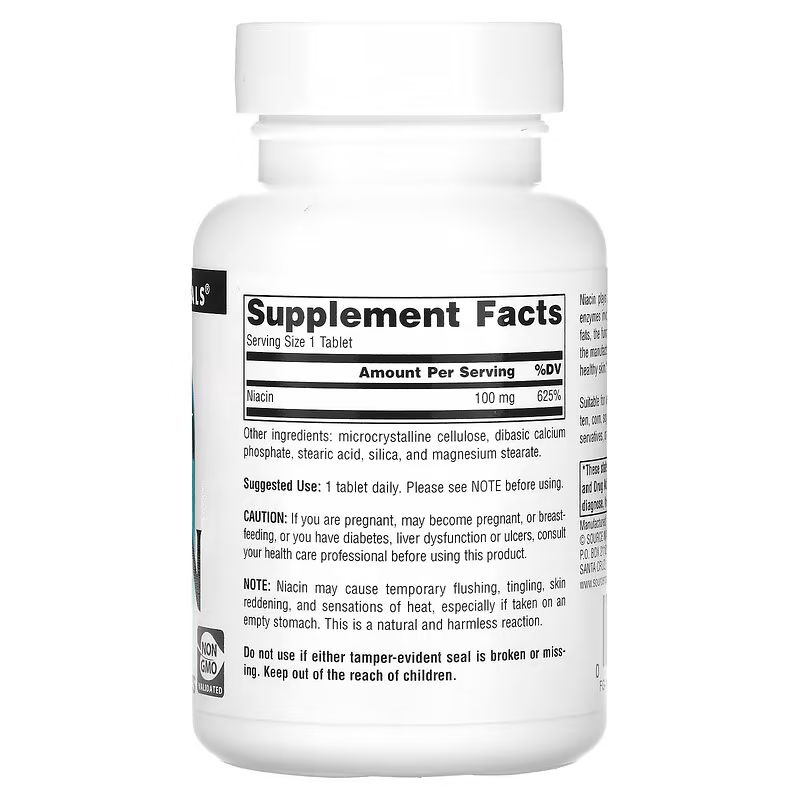 Вітаміни та мінерали Source Naturals Niacin 100 mg, 250 таблеток. Фото 2