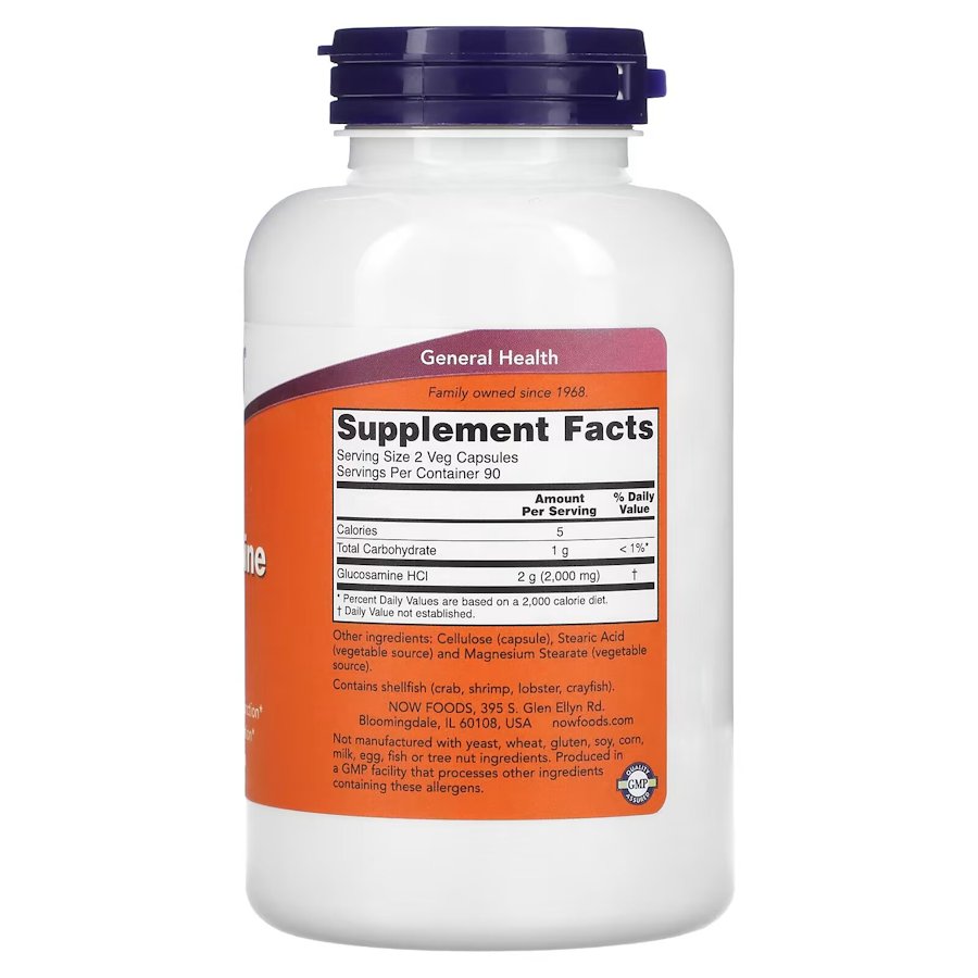 Препарат для суглобів і зв'язок NOW Glucosamine 1000 mg, 180 вегакапсул. Фото 2