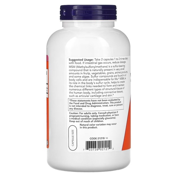 Препарат для суглобів і зв'язок NOW MSM 1000 mg, 240 вегакапсул. Фото 3