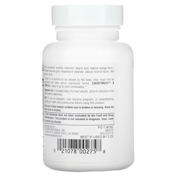 Вітаміни та мінерали Source Naturals Coenzymate B Complex, 60 льодяників. Фото 3