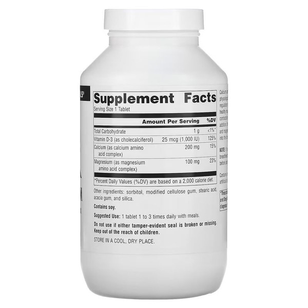 Вітаміни та мінерали Source Naturals Calcium & Magnesium 300 mg, 250 таблеток. Фото 2