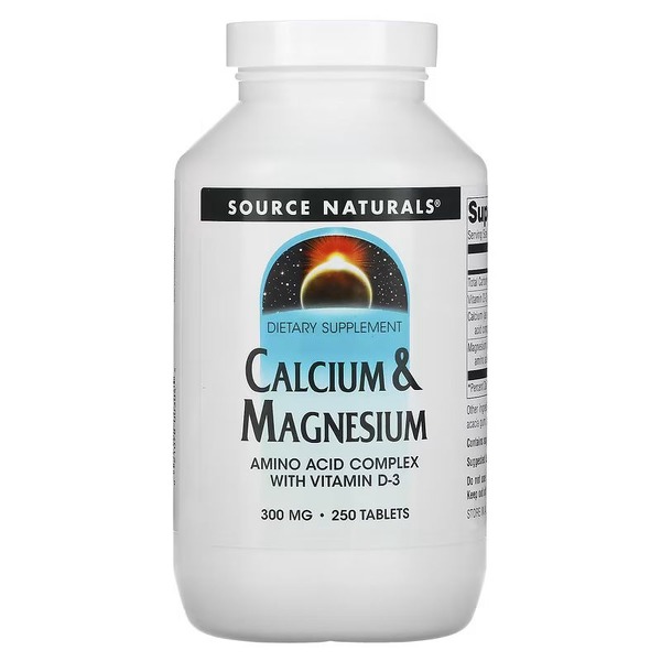 Вітаміни та мінерали Source Naturals Calcium & Magnesium 300 mg, 250 таблеток