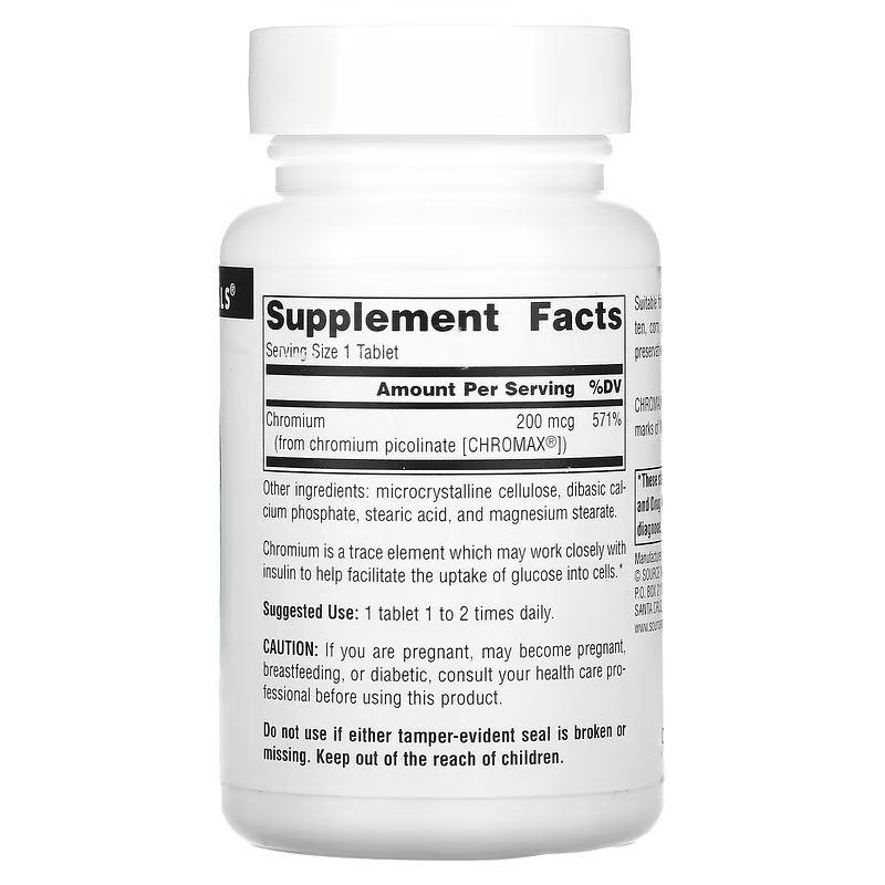 Витамины и минералы Source Naturals Chromium Picolinate, 240 таблеток. Фото 2