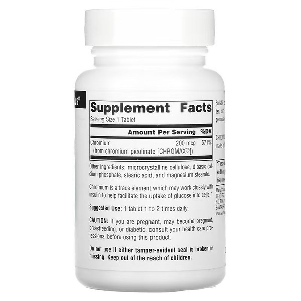 Витамины и минералы Source Naturals Chromium Picolinate, 240 таблеток. Фото 2
