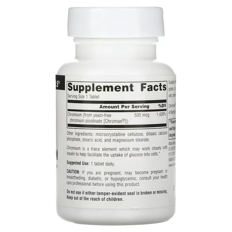 Вітаміни та мінерали Source Naturals Ultra Chromium Picolinate 500 mcg Yeast-Free, 120 таблеток. Фото 2