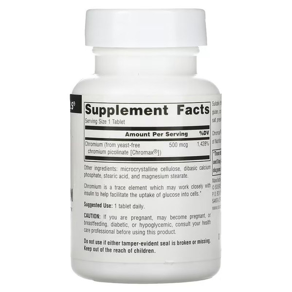 Вітаміни та мінерали Source Naturals Ultra Chromium Picolinate 500 mcg Yeast-Free, 120 таблеток. Фото 2